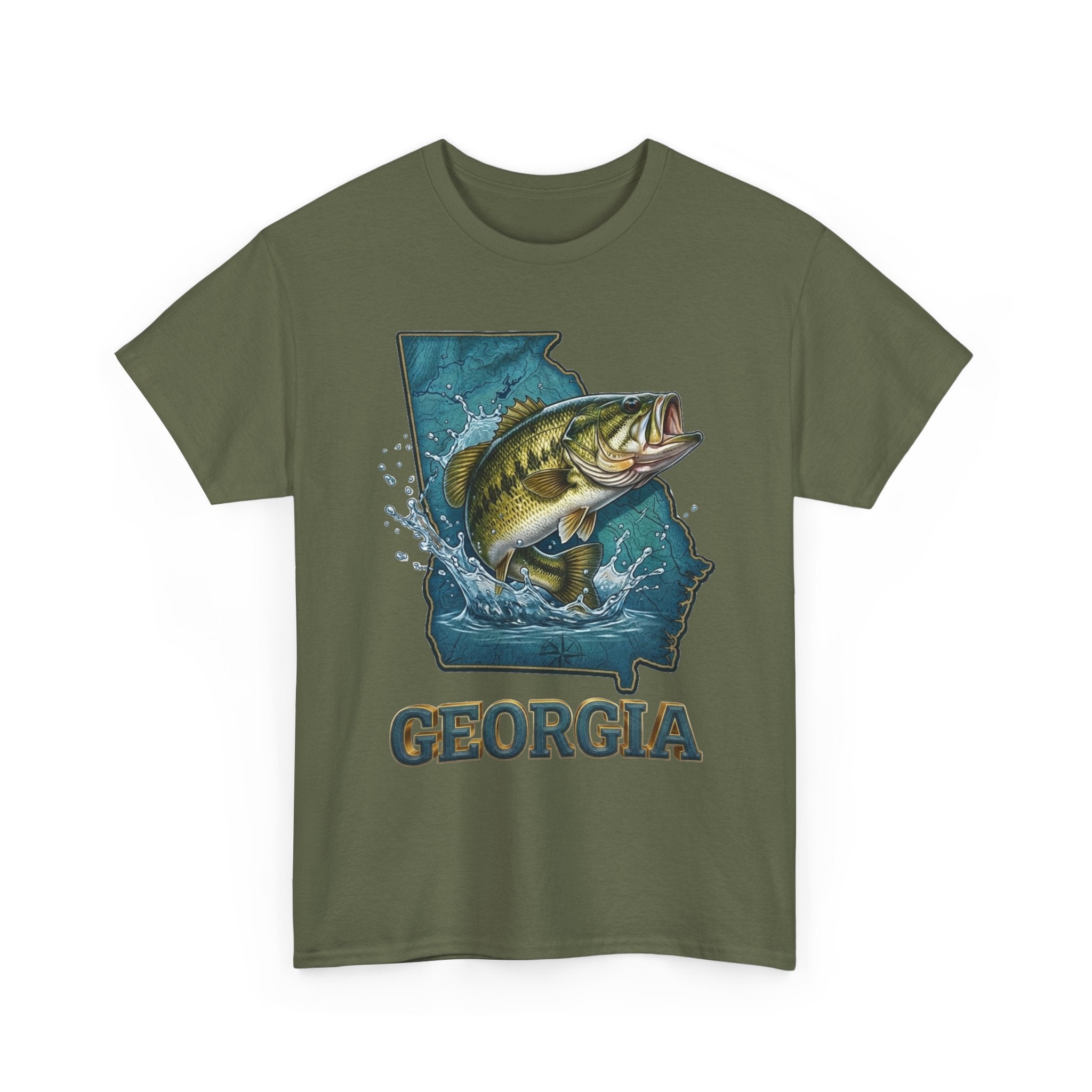 Georgia Bass Fishing T-Shirt – State Map Largemouth Bass Graphic Tee
