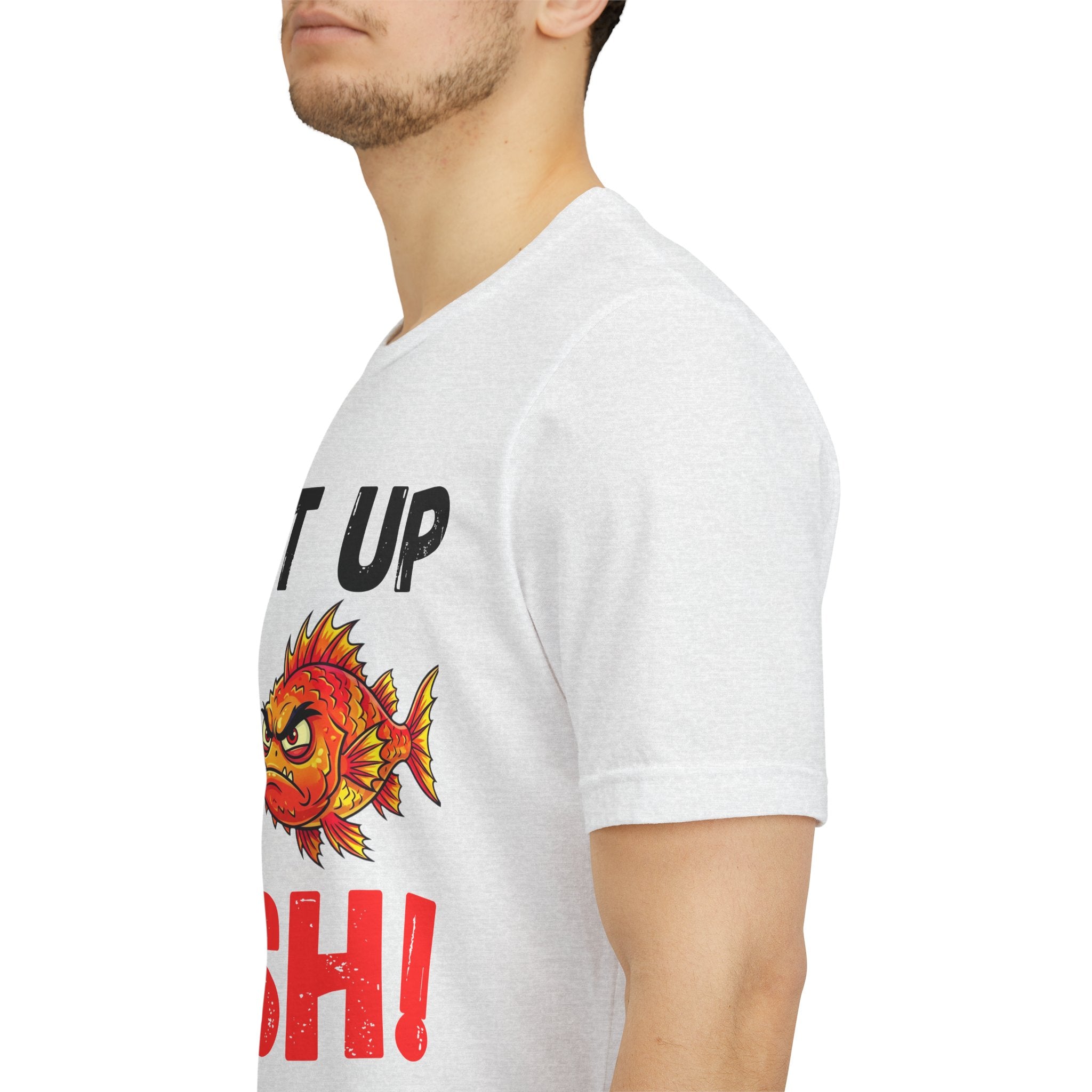 Shut Up and Fish T-Shirt — Funny Fishing Tee with Angry Fish Graphic