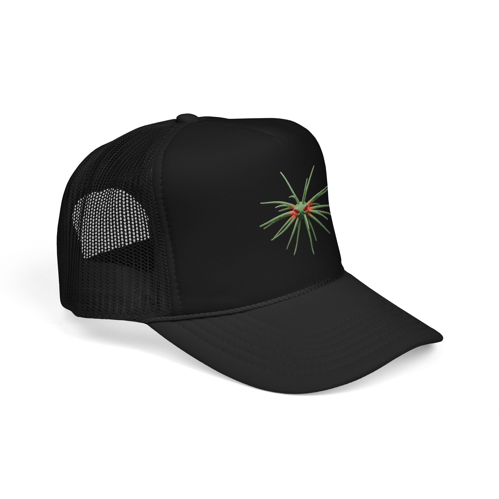 Spider Plant Embroidered Trucker Hat — Minimalist Plant Lover Foam Cap
