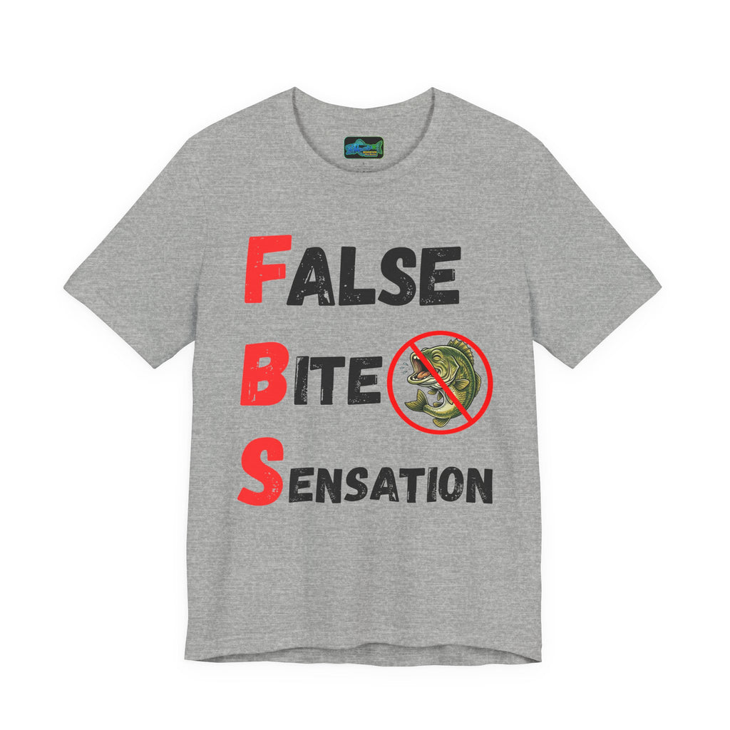 T-Shirt — "False Bite Sensation" Fishing Humor Tee (Anti-Bass Design)