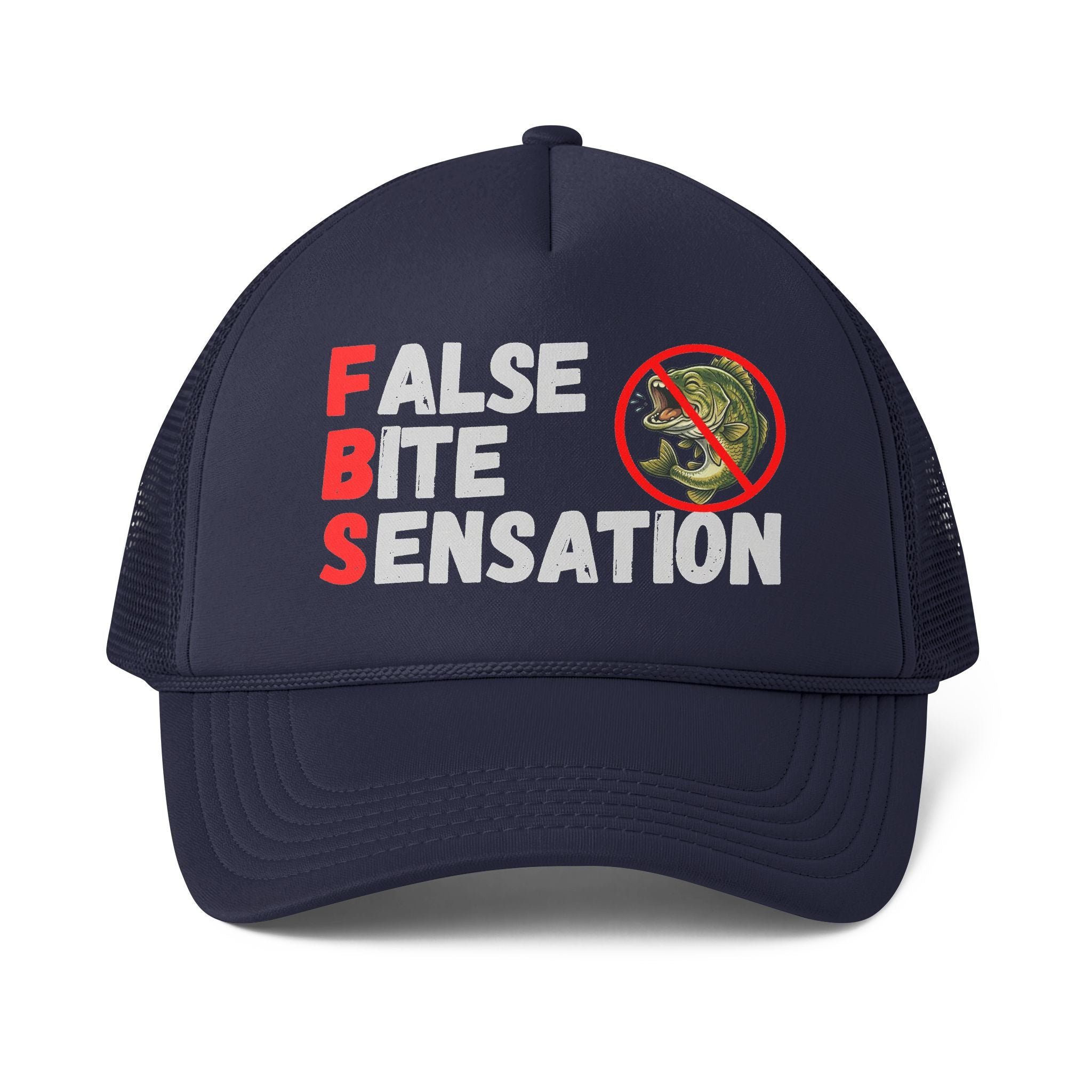 Trucker Cap — "False Bite Sensation" Fishing Hat (No Bass)