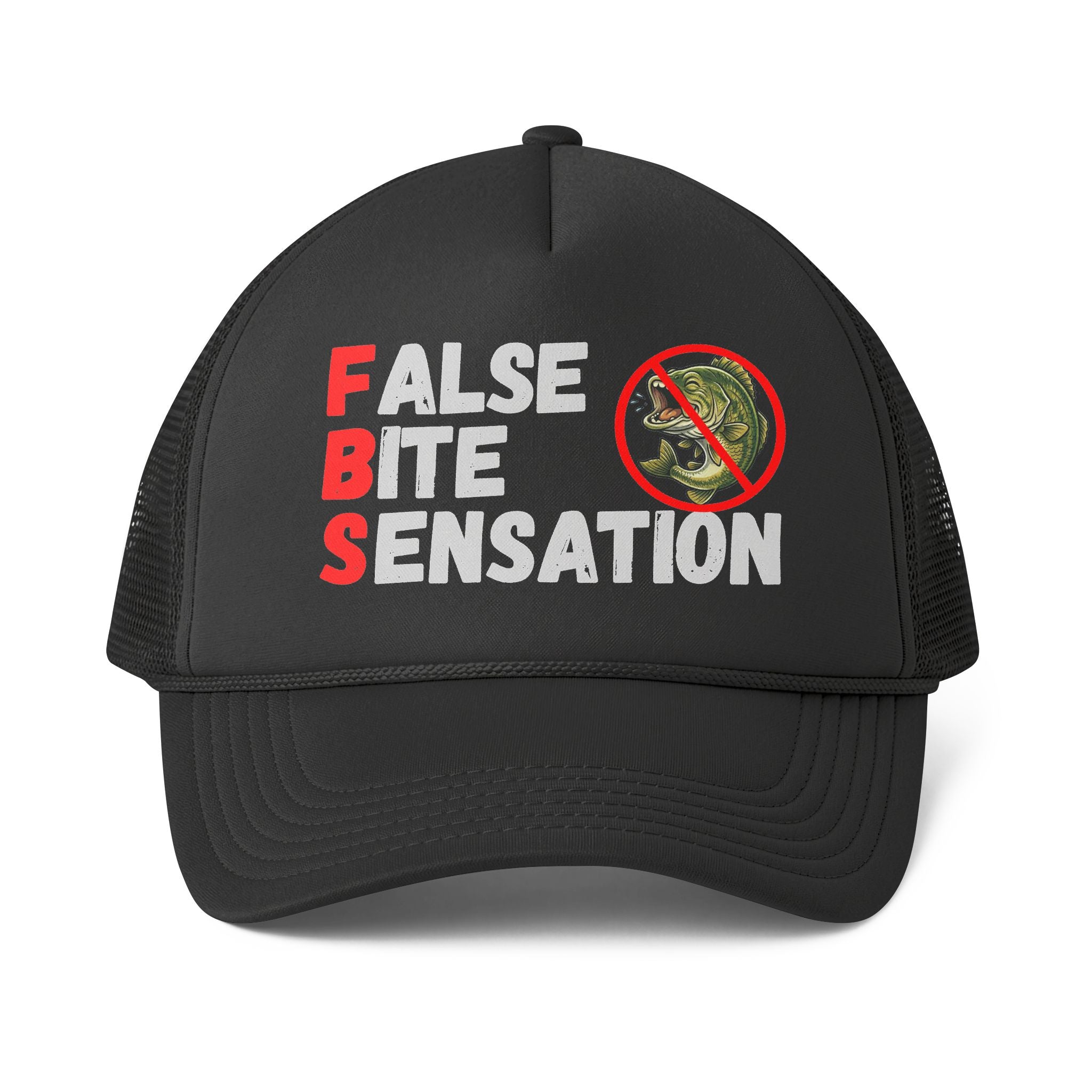 Trucker Cap — "False Bite Sensation" Fishing Hat (No Bass)