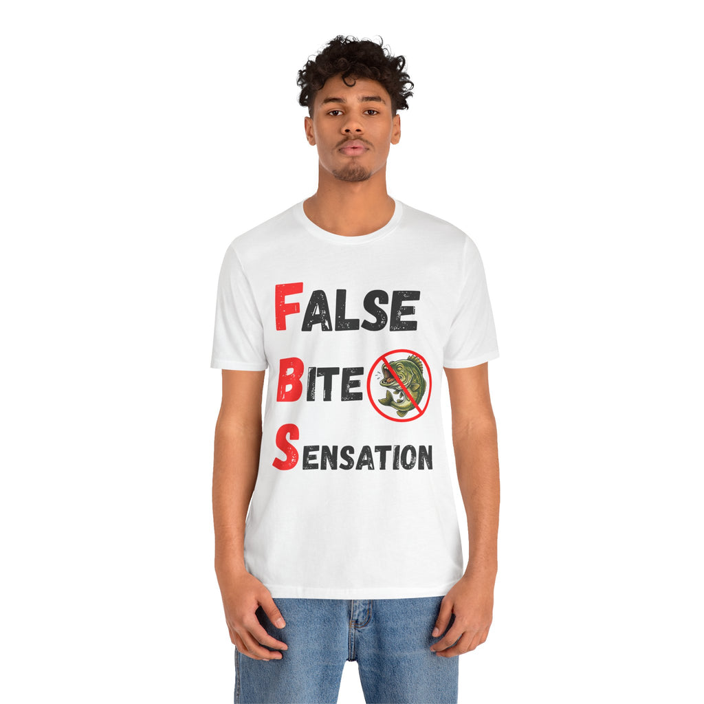 T-Shirt — "False Bite Sensation" Fishing Humor Tee (Anti-Bass Design)