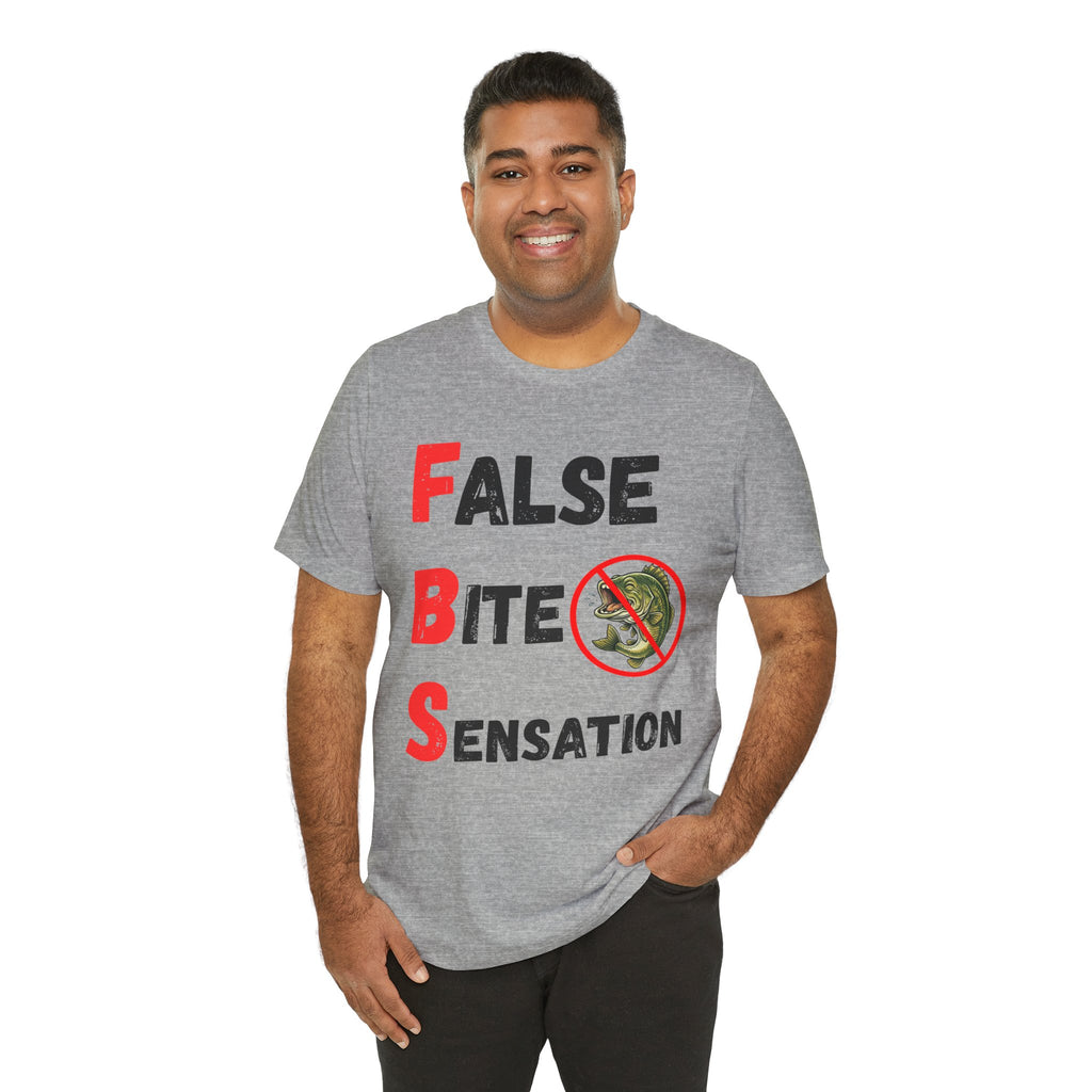 T-Shirt — "False Bite Sensation" Fishing Humor Tee (Anti-Bass Design)