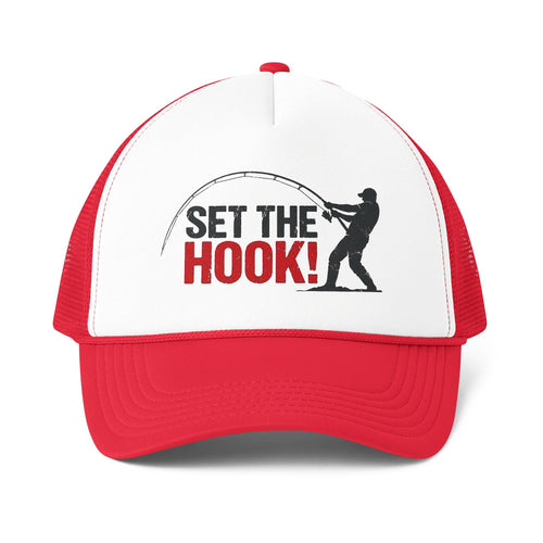 Fishing Trucker Cap — "Set The Hook!" Foam Mesh-Back Baseball Hat